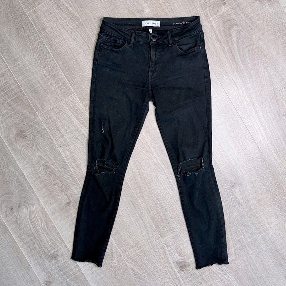 DL1961 Margaux Black Instasculpt Ankle Distressed Skinny Jeans Women’s
